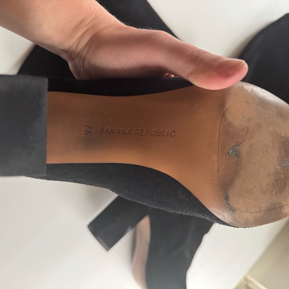Banana Republic Tall Suede Black Knee-High Women's Boots Slouchy Style 7.5 - Picture 12 of 16